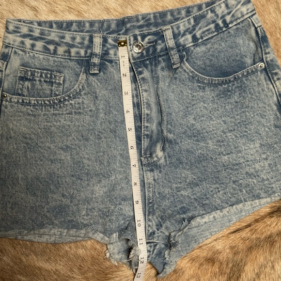 SHEIN Blue Distressed Jean Shorts - Picture 6 of 12